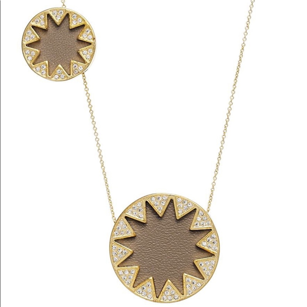EUC House of Harlow pavé sunburst leather necklace
